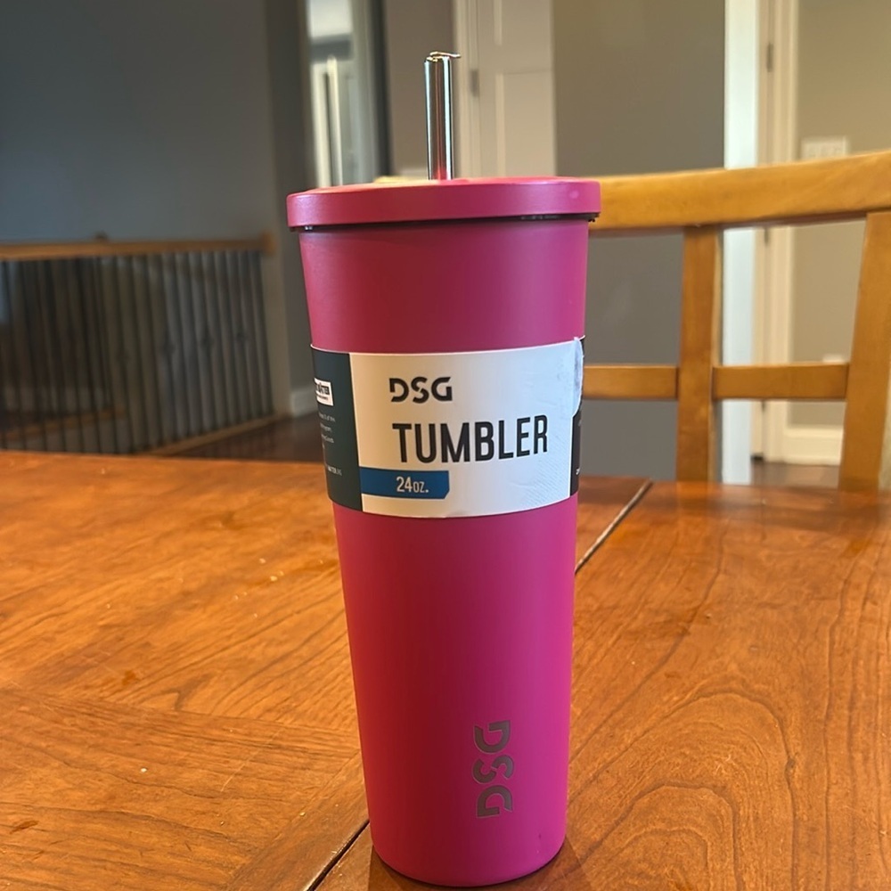 DSG Dicks Tumbler Metal Straw Hot Pink Stainless Steel